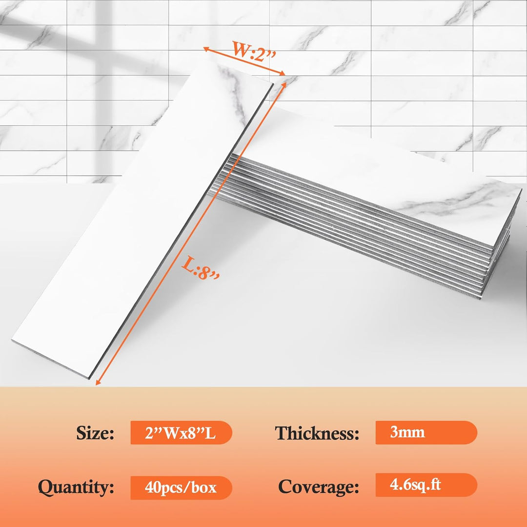 Size chart for self-adhesive wall tiles
