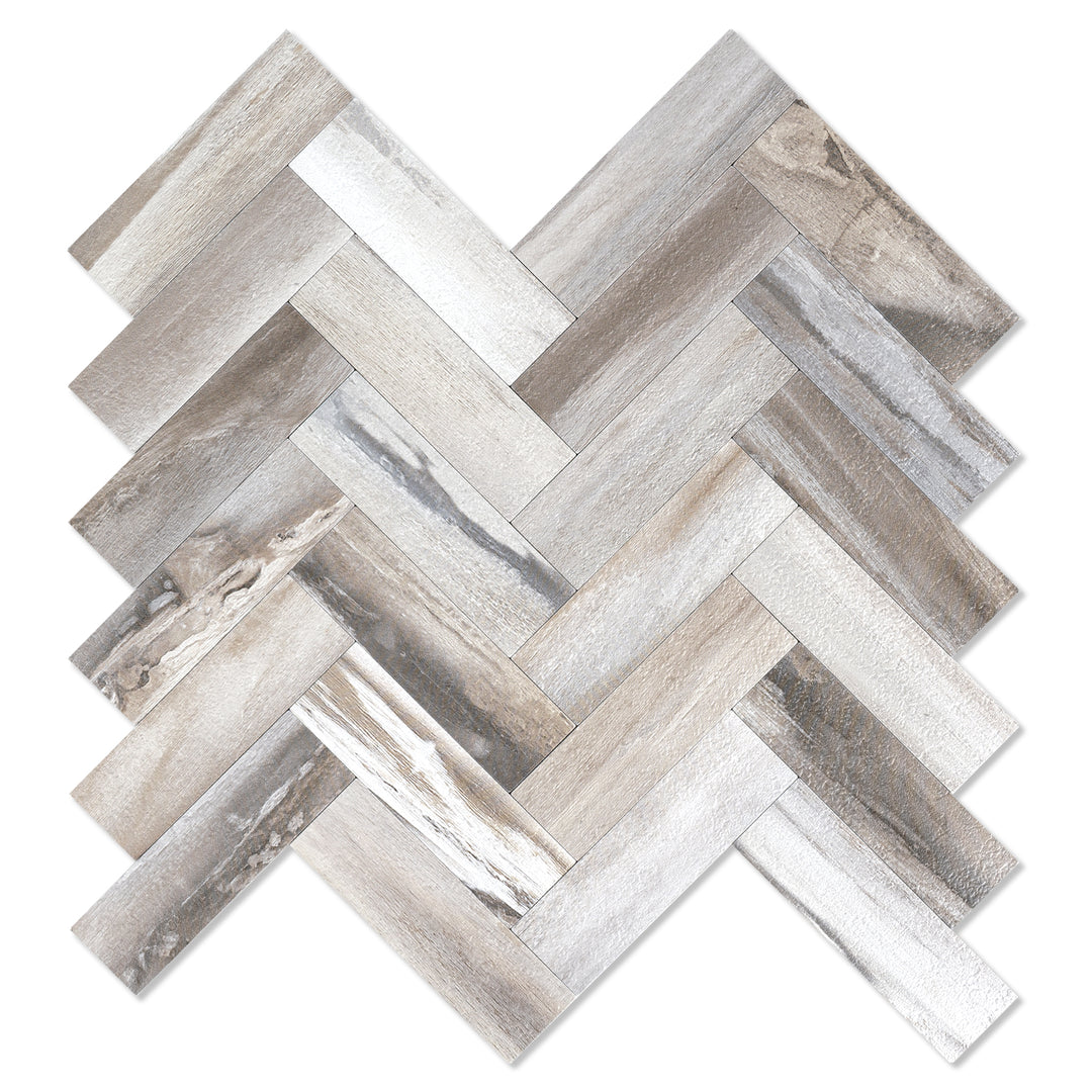 Wood Grain Texture Herringbone Tile Peel and Stick Backsplash