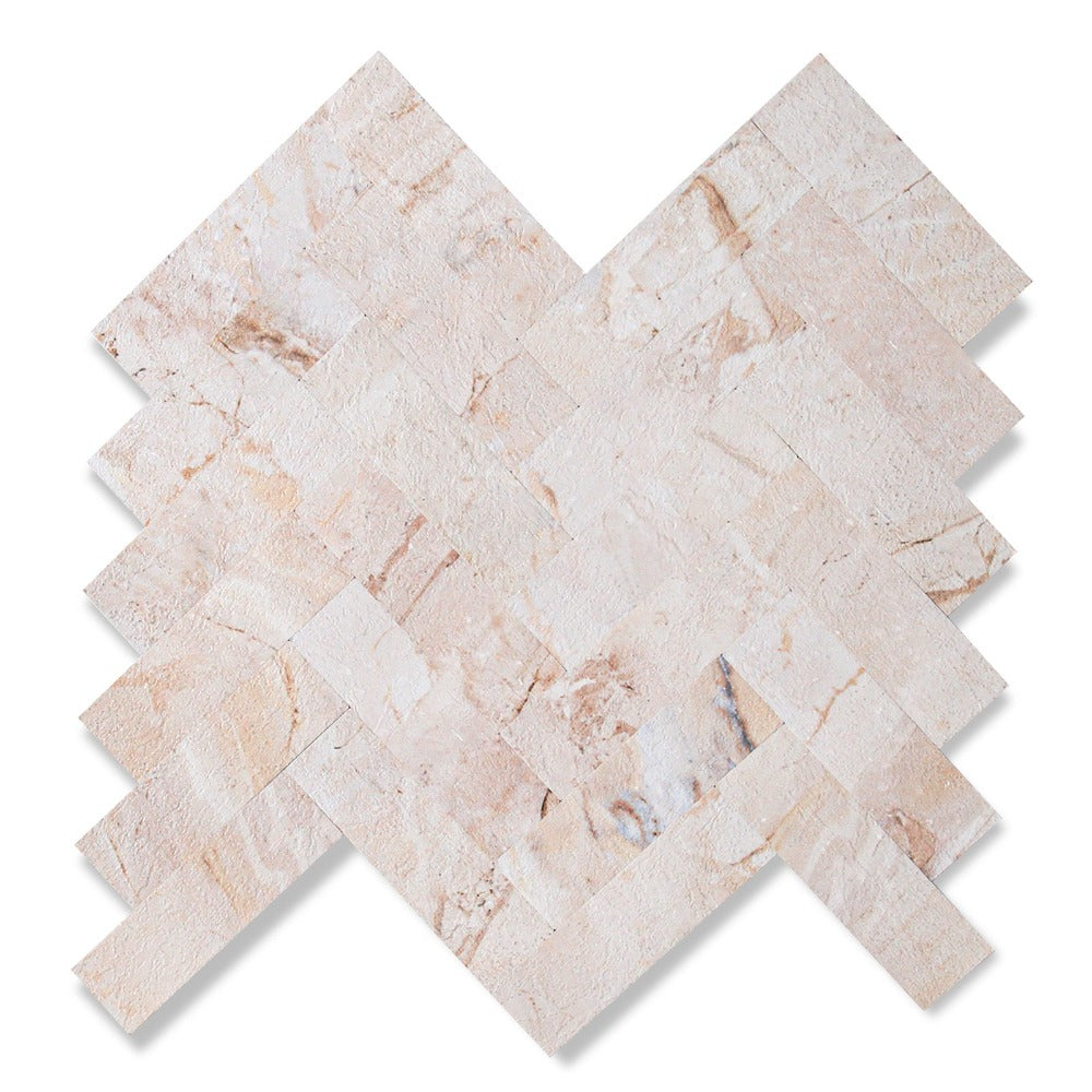 Stone Beige Herringbone Tile