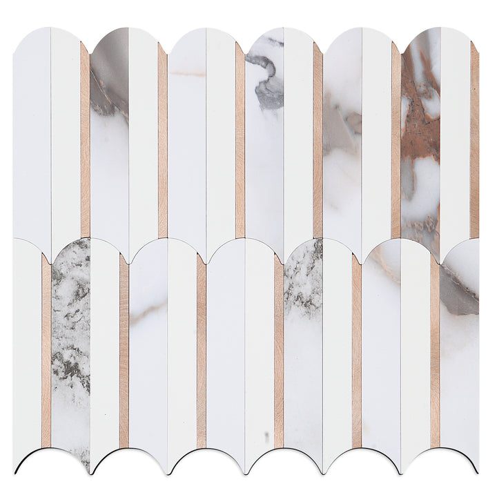 Marble Mixed Metal Light Gold Stick on Backsplash