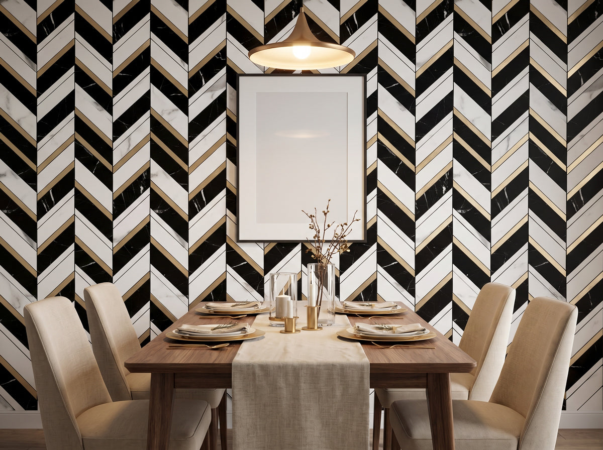 peel and stick herringbone tile for dining room