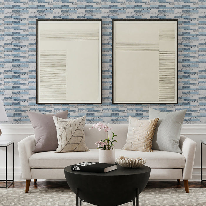 blue peel and stick wall tile for living room