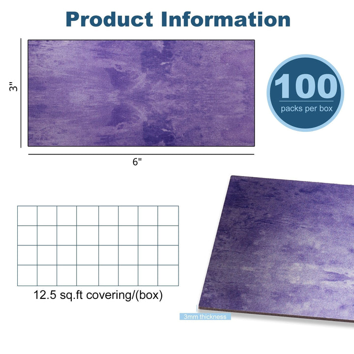 Royal Purple Peel and Stick Tile Size 