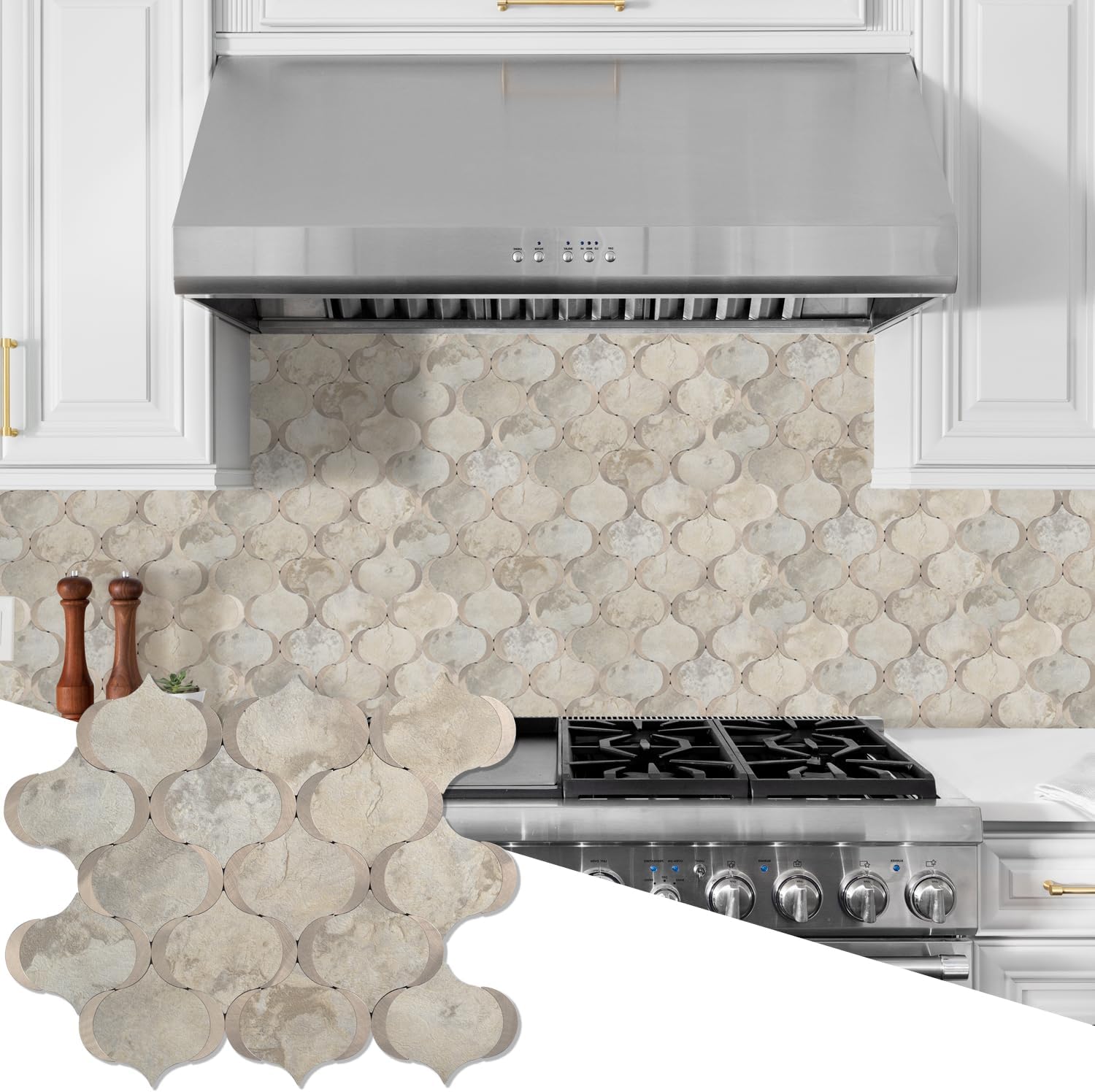 Ecru Beige Stone Mixed Metal Rose Gold