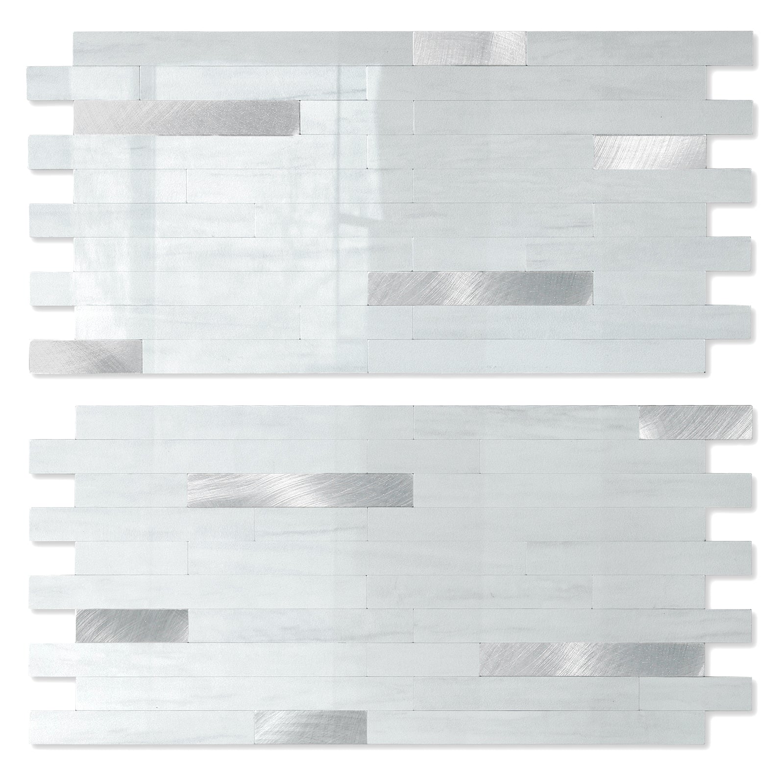 White With Grey  Backsplash Linear Blend Tile