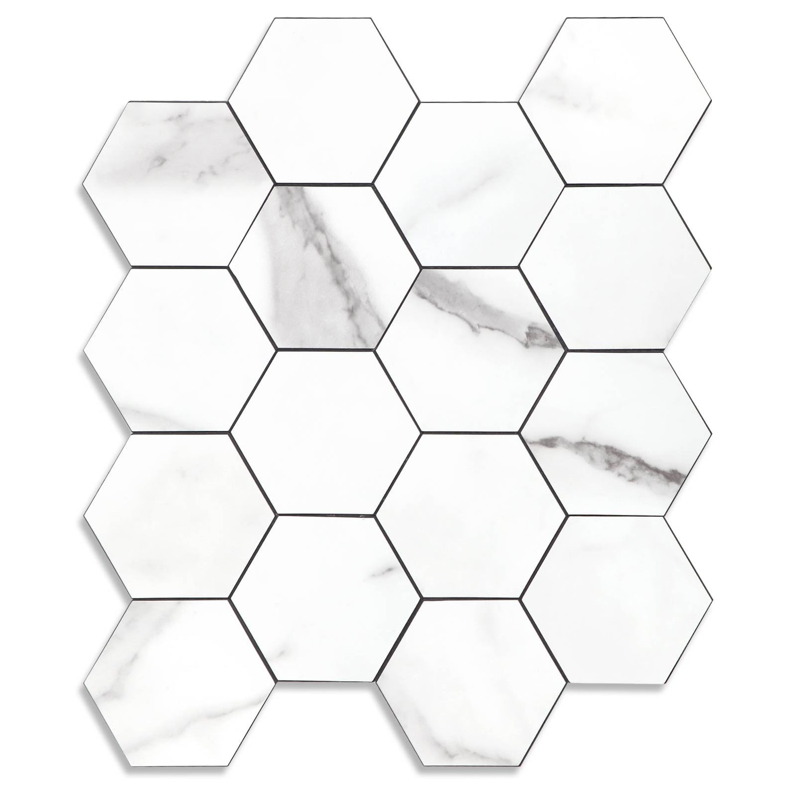 Hexagon Peel and Stick Tiles PVC  Carrara White Backsplash