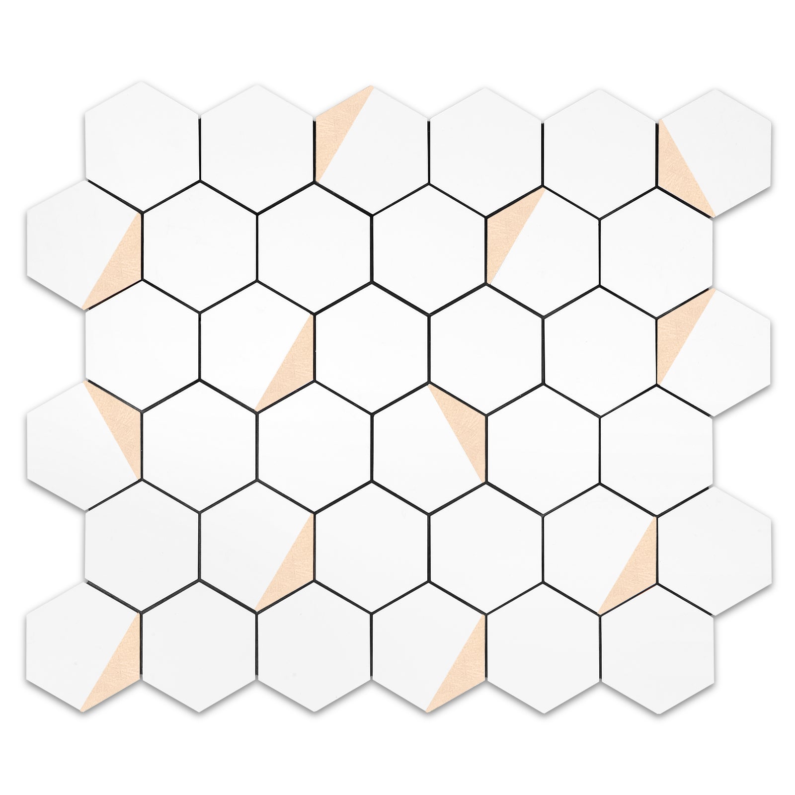 Pure White Mixed Metal Hexagon Tile