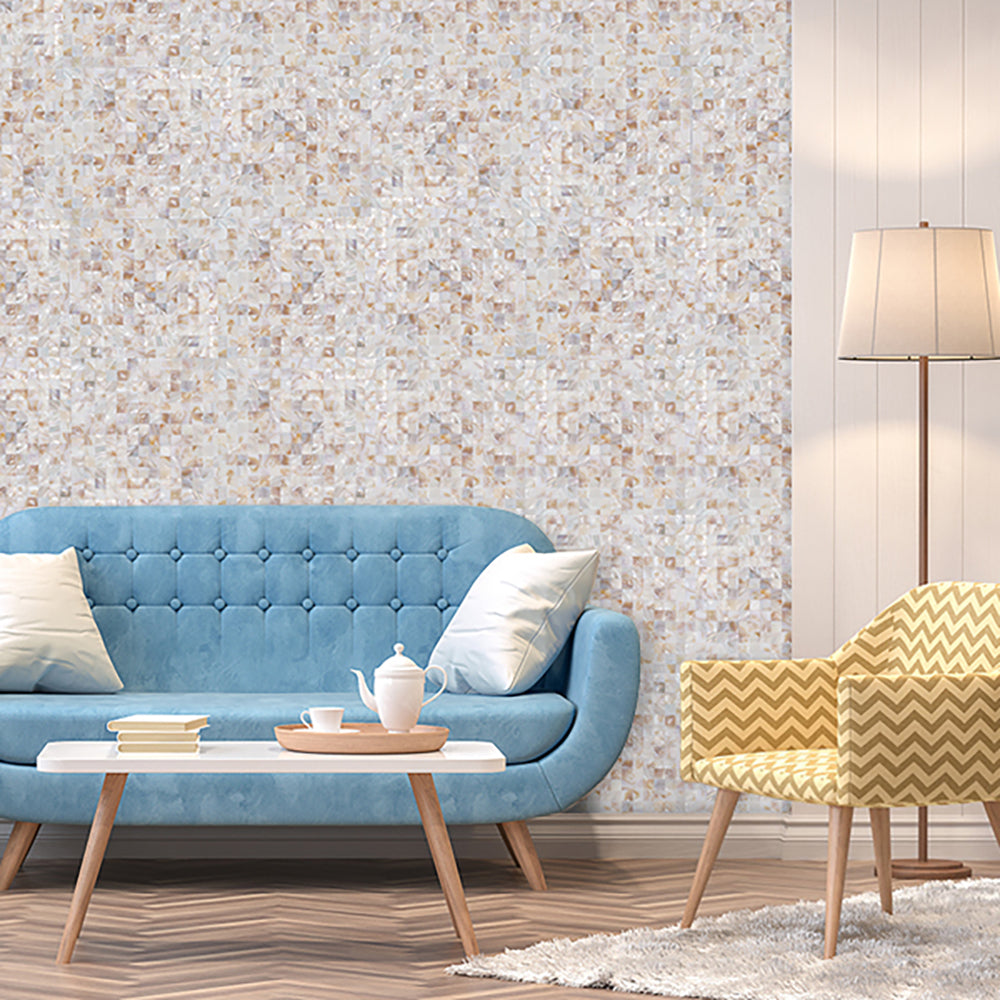 mother of pearl tile stick on living room