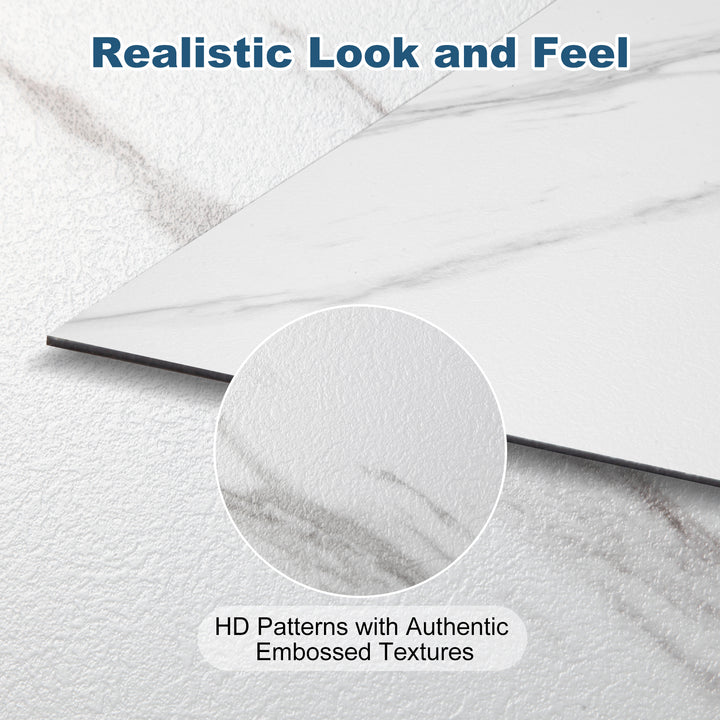 23.62" X 23.62" Peel and Stick Floor Tile, White Marble Waterproof Vinyl Floor Tiles