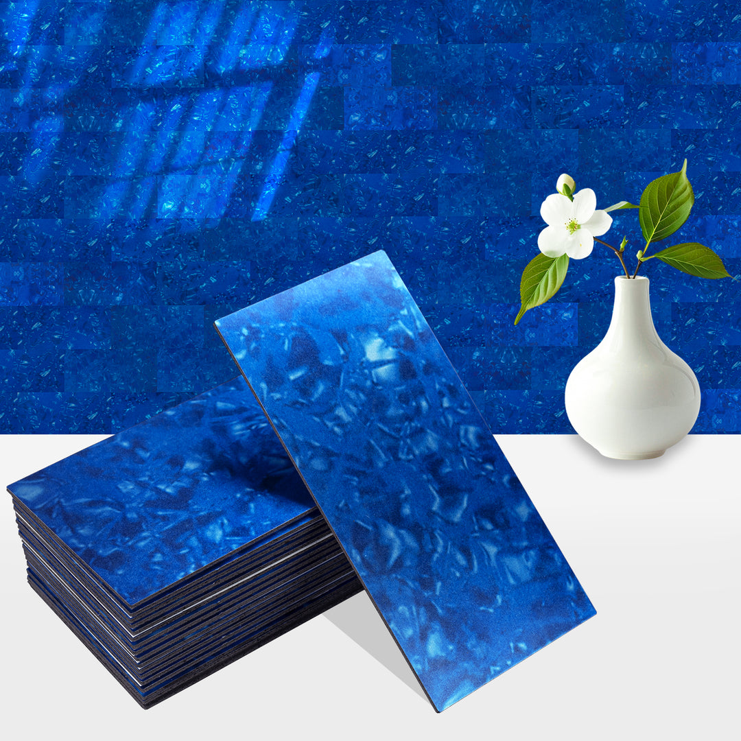 Starburst Blue Peel and Stick Backsplash Brick Subway Tile