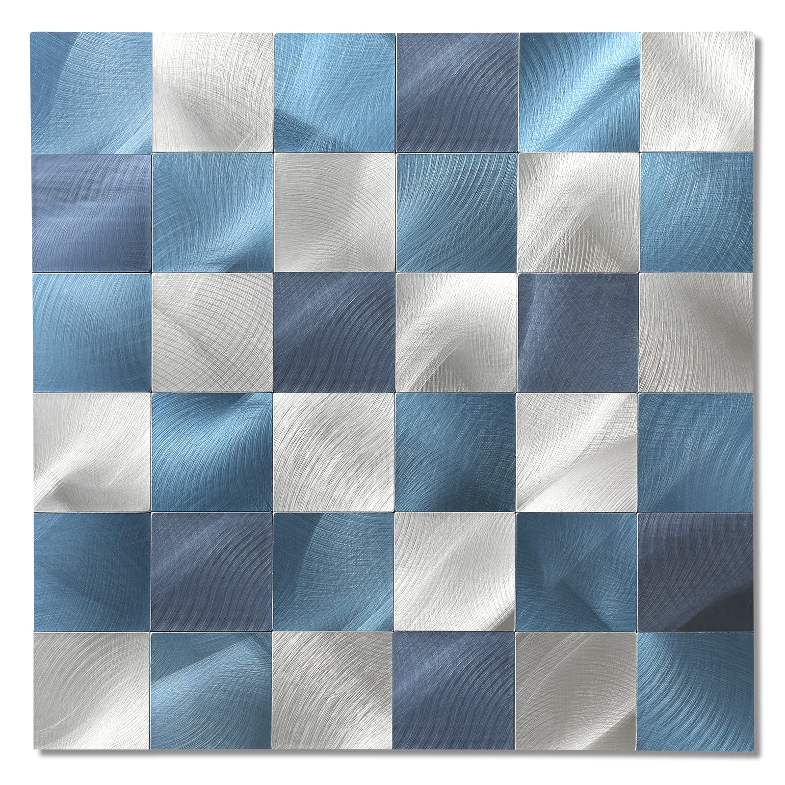 blue metal backsplash