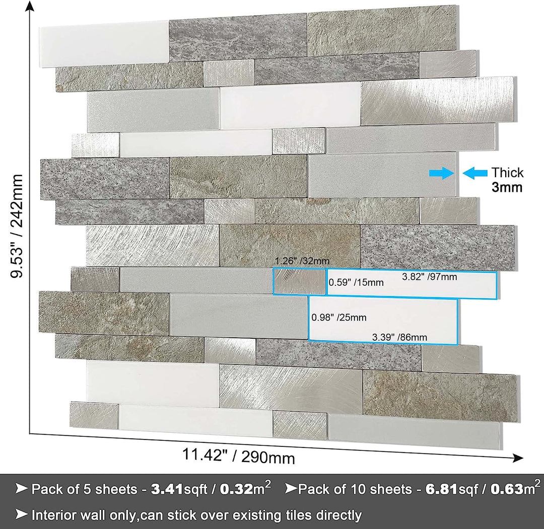 the size of tiles