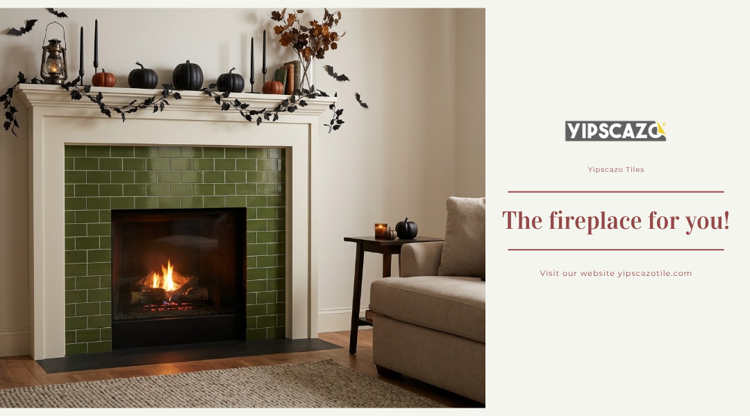 subway tile stick on fireplace