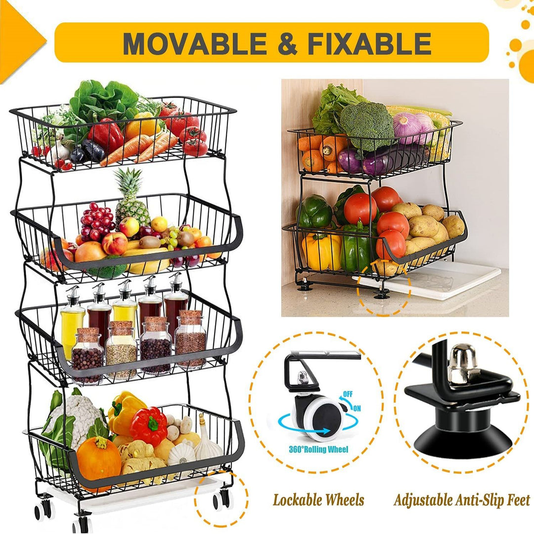 Fruit Vegetable Storage Basket for Kitchen - 4 tier