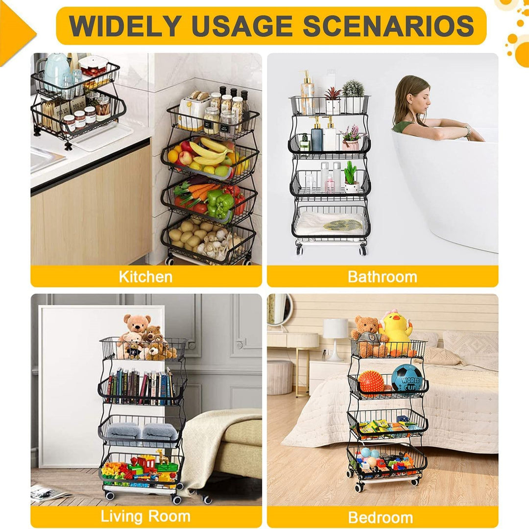 Fruit Vegetable Storage Basket for Kitchen - 4 tier