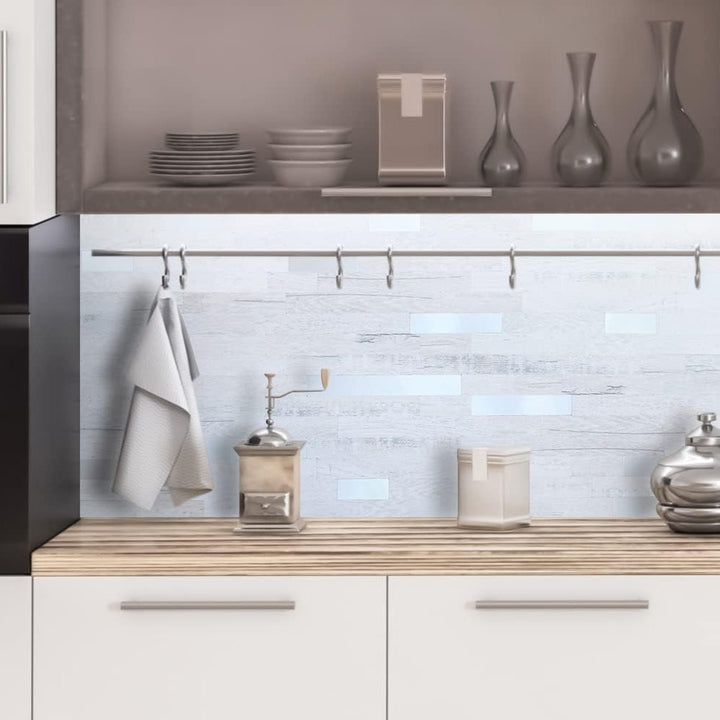PVC kitchen backsplash back adhesive Linear Blend in Teak Wood