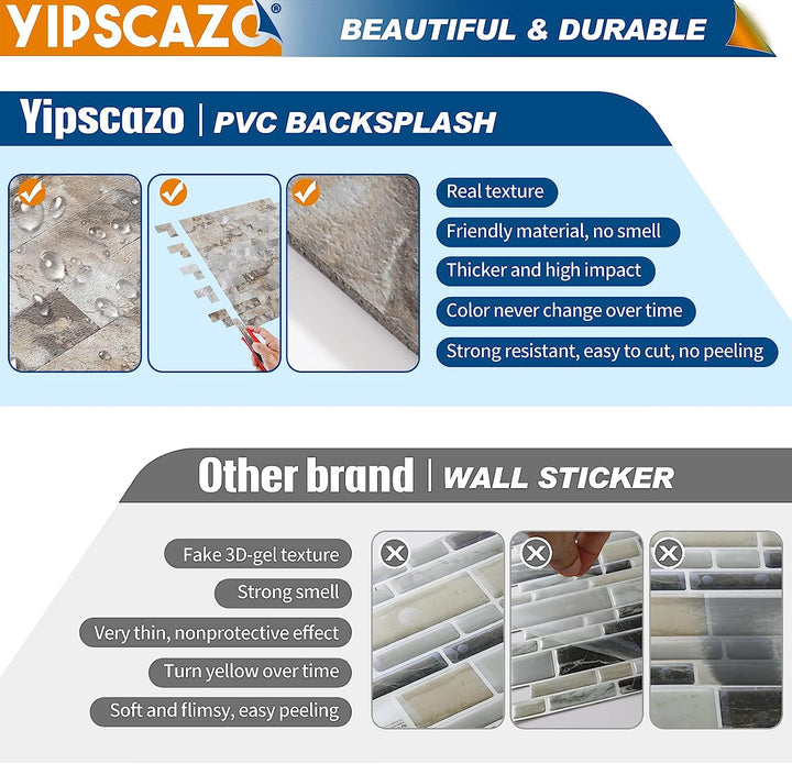 PVC kitchen backsplash tile composite image Linear Blend in Rusty